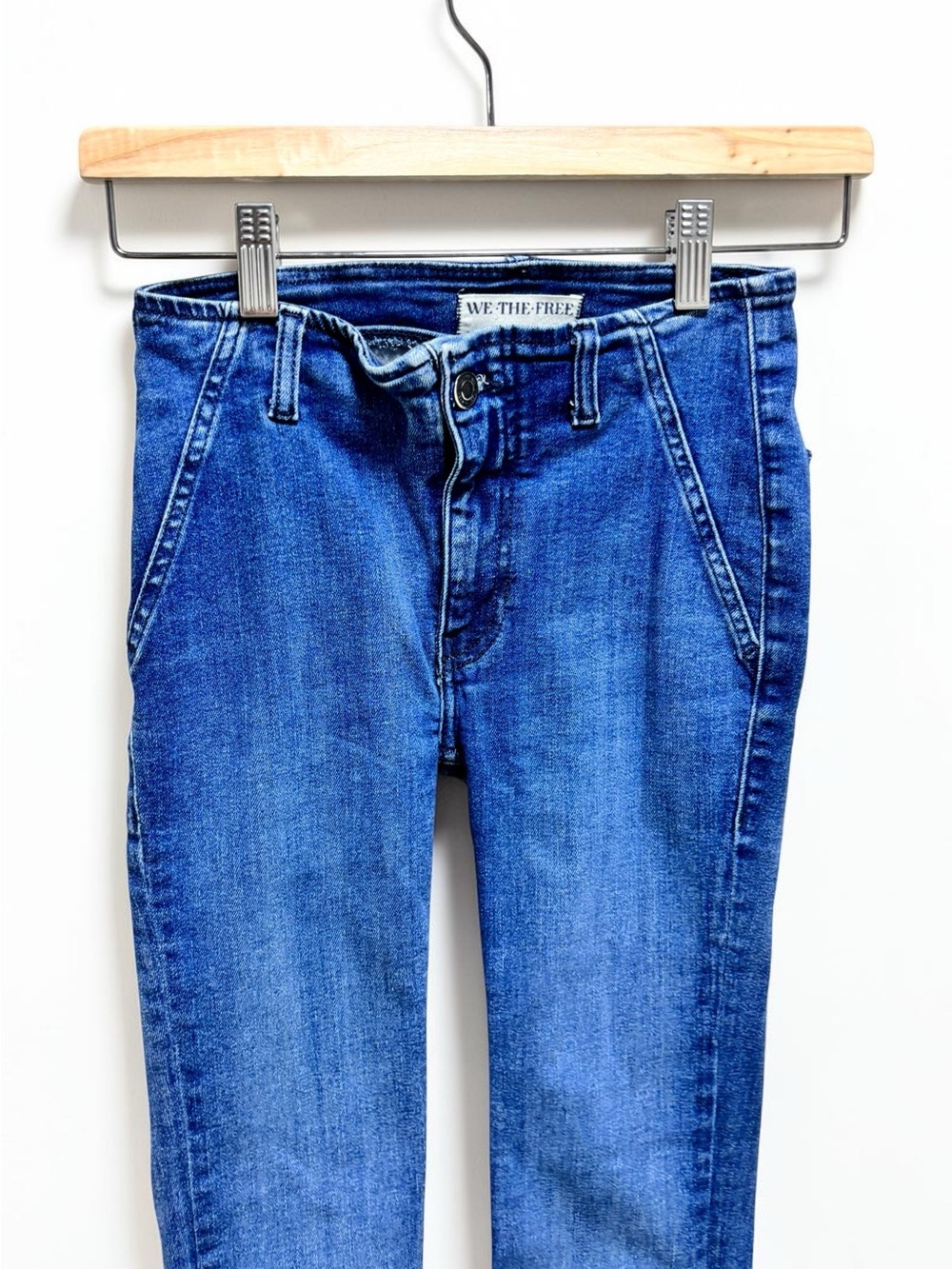 Free People We The Free Level Up Slit Slim Flare Jeans Size 24 - Picture 5 of 10